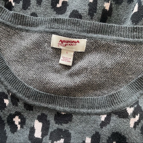 Arizona Gray and Baby Pink Leopard Print Sweater - Picture 3 of 3